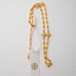 Tory Burch Roxanne Chain Delicate Necklace in Tory Gold (NEW)